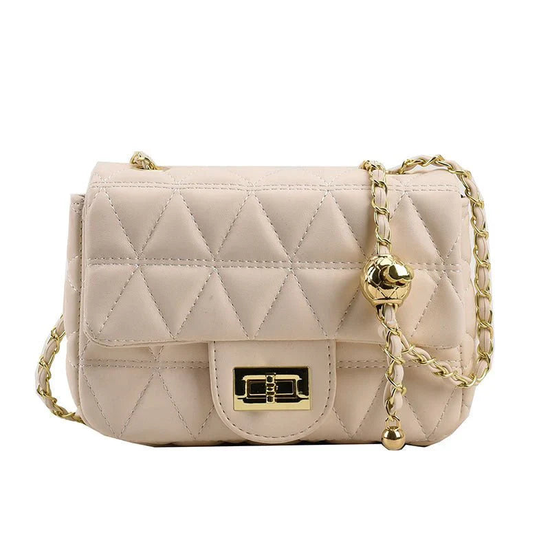 High-grade Diamond Pattern Chain Bag Women's Simple All-match حقيبة نسائية فاخرة بنقشة ماسية مع سلسلة بسيطة ومتناسقة مع جميع الإطلالات