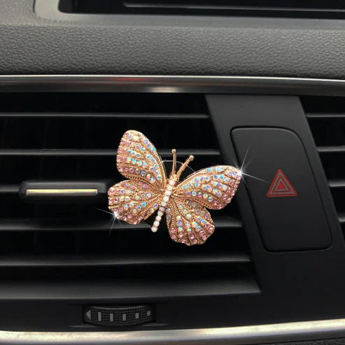 Car Interior Perfume Clip Exquisite Butterfly Diamond Air Conditionerعطر سيارة داخلي مشبك – فراشة فاخرة مرصعة بالألماس لمكيف الهواء