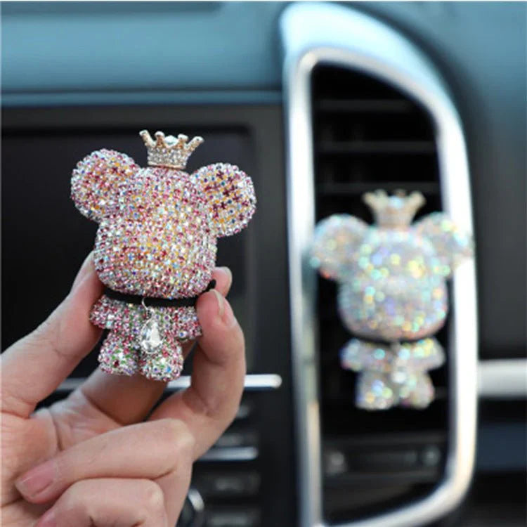 Creative Diamond-studded Bear Perfume Clip For Car Air Outletمشبك عطر للسيارة على شكل دب مرصع بالألماس الإبداعي لمخرج هواء السيارة