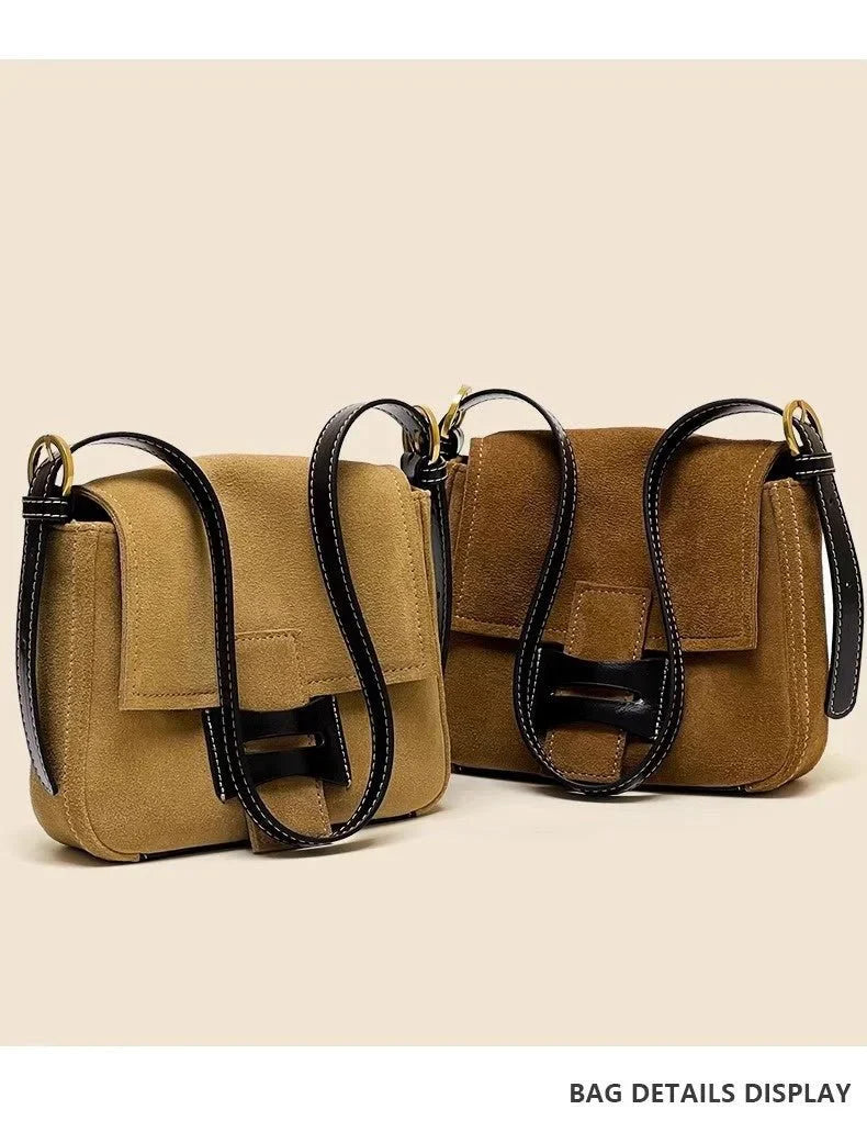 Dull Polish Genuine Leather Shoulder Messenger Bag  حقيبة كتف رسول جلد طبيعي غير لامع