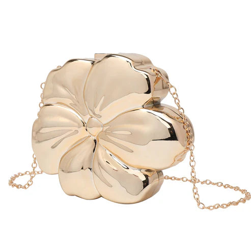 Flower Women's Clutch Chain Crossbody Bag Fashion  حقيبة نسائية صغيرة مزينة بالزهور مع سلسلة - حقيبة كتف عصرية
