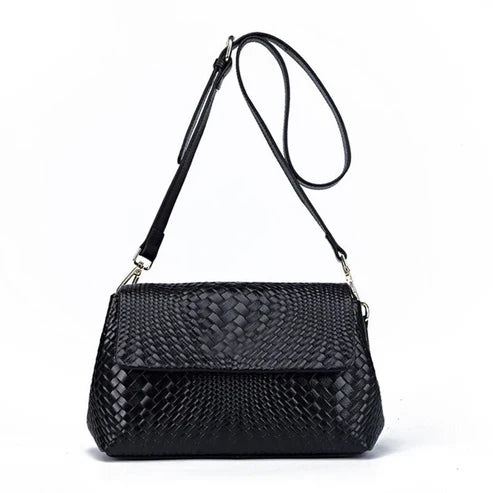 Genuine Leather Women's Woven Bag Crossbody Small Bag Women's Shoulder Messenger Bagحقيبة نسائية صغيرة من الجلد الطبيعي بتصميم منسوج، كروس بودي وحقيبة كتف ورسائل