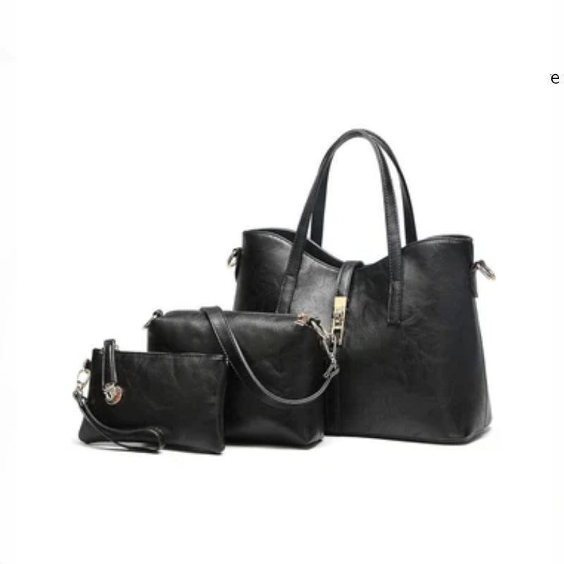 Leather Bags Set for Women (3pcs)   طقم حقائب نسائية من الجلد (3 قطع)