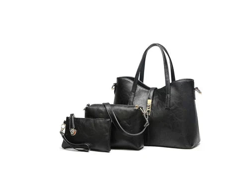 Leather Bags Set for Women (3pcs)   طقم حقائب نسائية من الجلد (3 قطع)