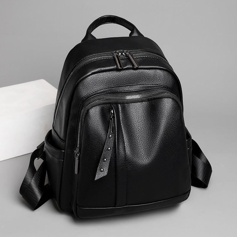 Light Luxury High-grade Backpack Women's Backpack PU Soft Leather Fashion Simple Waterproof Large Capacity Travel Bag حقيبة ظهر نسائية فاخرة وخفيفة من الجلد الصناعي الناعم، أنيقة، بسيطة، مقاومة للماء وبسعة كبيرة للسفر