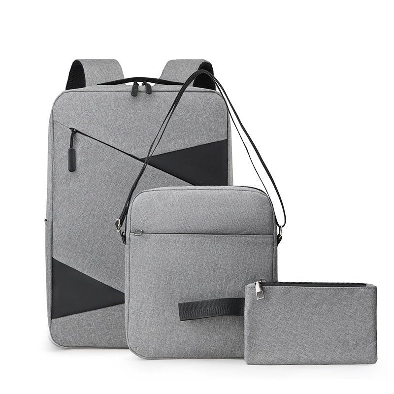 New Business Commute Business Trip Computer Backpack Men's Three-piece Set  حقيبة ظهر كمبيوتر جديدة للرحلات والأعمال بثلاث قطع للرجال