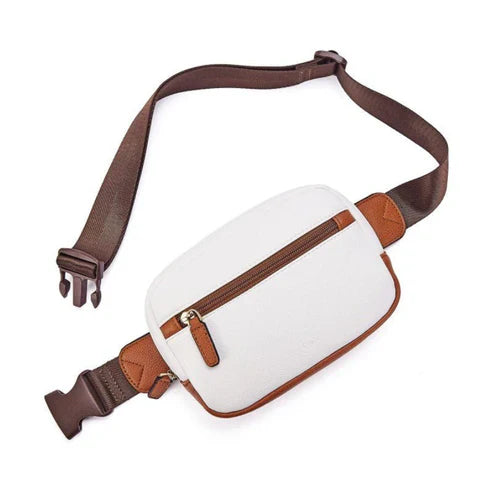 Pu Leather Waist Bag Adjustable Shoulder Strap   حقيبة خصر من الجلد الصناعي مع حزام كتف قابل للتعديل