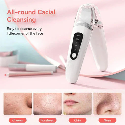 Skin Scrubber Face Spatula Facial Skin Exfoliator Scraper And Blackhead Remover Pore Cleaner With Face Lifting Deep Cleansing Face Lifting Machine For Blackhead Extractorجهاز تنظيف البشرة - ملعقة الوجه