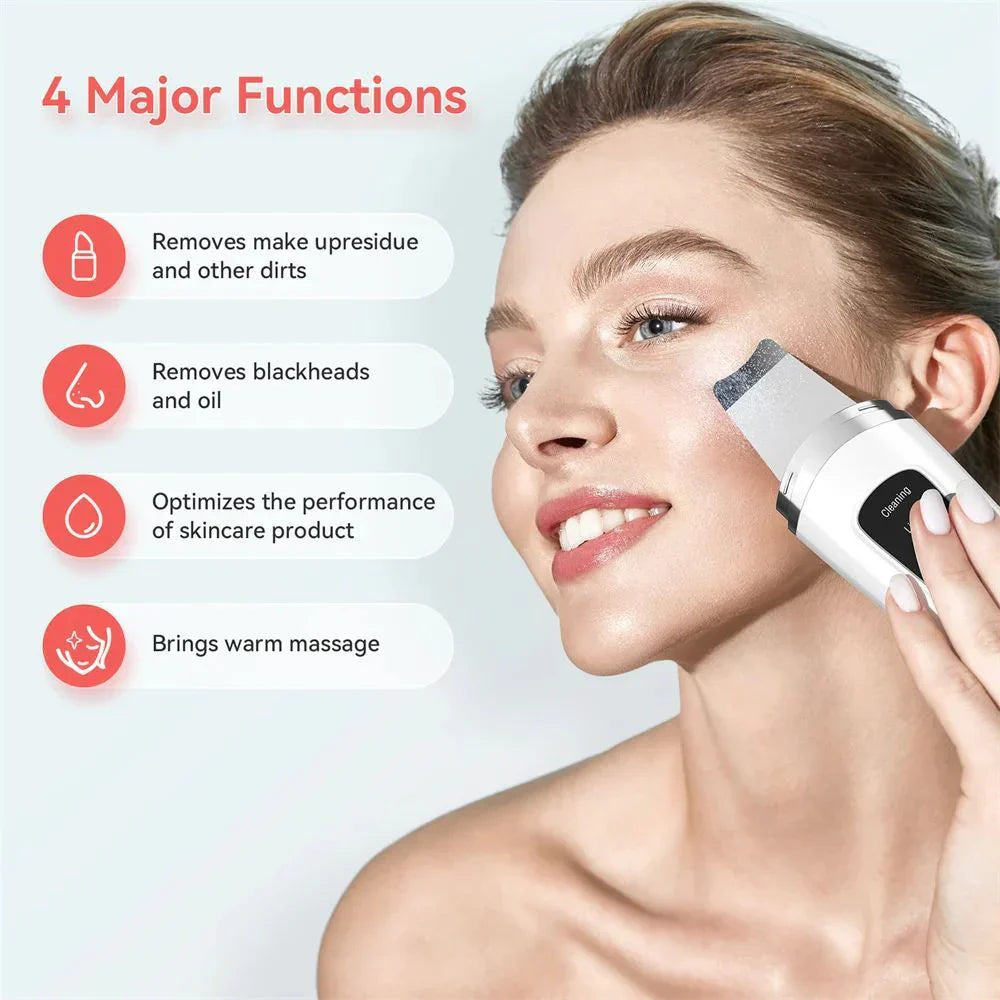 Skin Scrubber Face Spatula Facial Skin Exfoliator Scraper And Blackhead Remover Pore Cleaner With Face Lifting Deep Cleansing Face Lifting Machine For Blackhead Extractorجهاز تنظيف البشرة - ملعقة الوجه