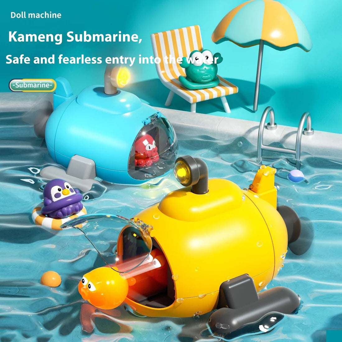 Water Toys Luminous Catapult Submarine Bath Toysطلاق المقلاع لألعاب الاستحماغواصة مضيئة بإم
