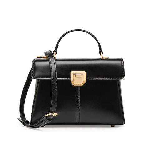 Women's Leather Vachette Clasp Portable Shoulder Bag   حقيبة كتف نسائية جلد فاكيته محمولة بقفل معدني